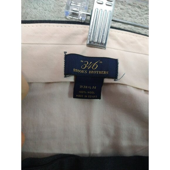 Brooks Brothers Dress Pants Mens 38x34 Gray Wool Flat Front Straight Leg Preppy - Picture 7 of 8